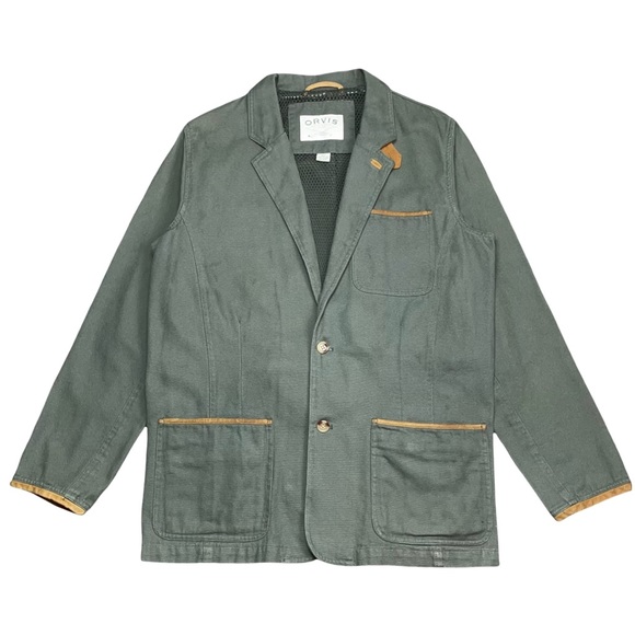 Vintage ORVIS Safari Jacket Hunting Coat SAGE GREEN Elbow Patch Men’s 42 TALL - Picture 2 of 10